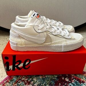 Nike Blazer Low sacai Patent Leather White Sail M10.5 W12 NEW